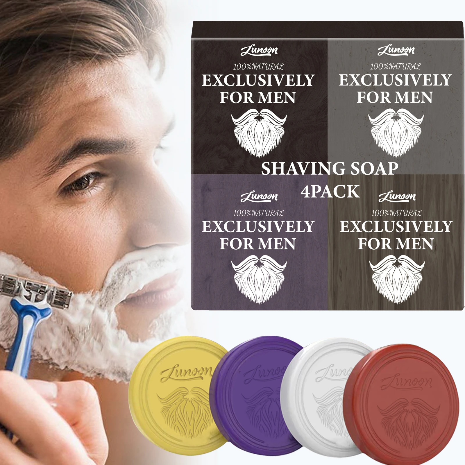 Skincare Natur E - Sandalwood Shaving Soap for Men 4pcs