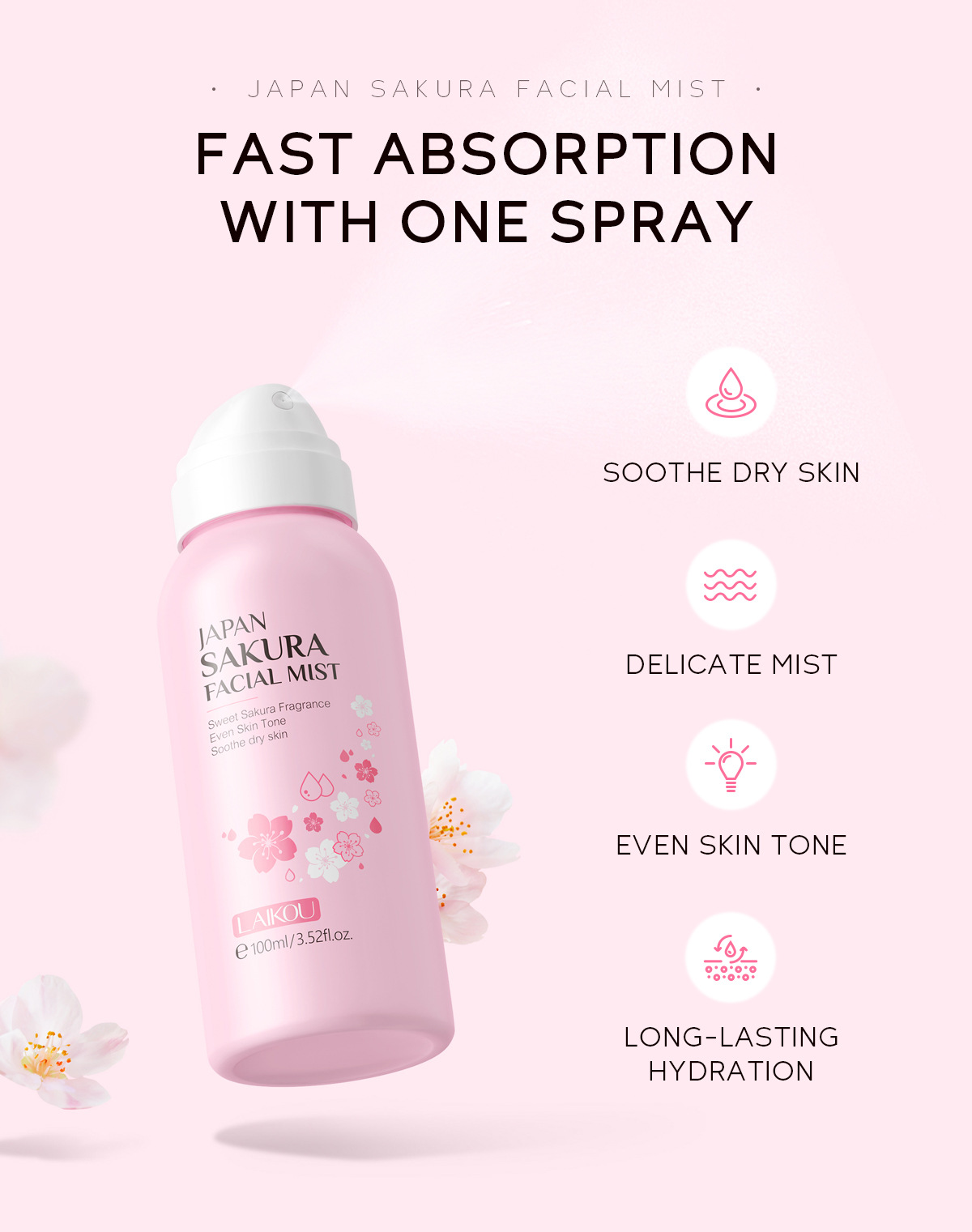 LAIKOU Sakura Facial Mist Brig - Niacinamide Brightening Serum review and price