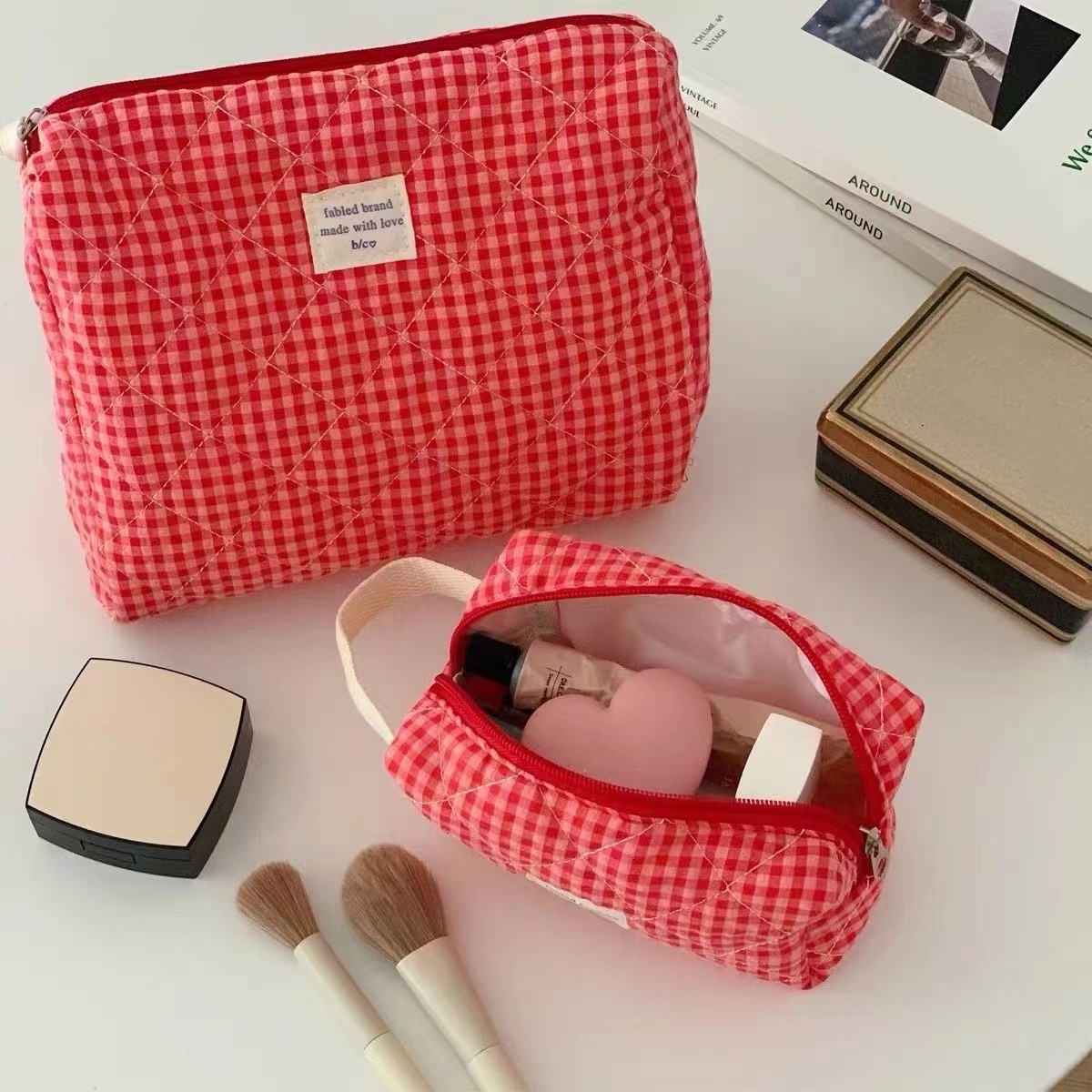 Women Large Capacity Checkered - Skincare B Erl review and price